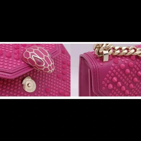 Auth BVLGARI Serpenti Chain Shoulder Bag Pink/Gold - Picture 8 of 12